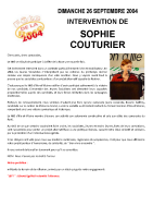 Discours du MJS : Sophie COUTURIER